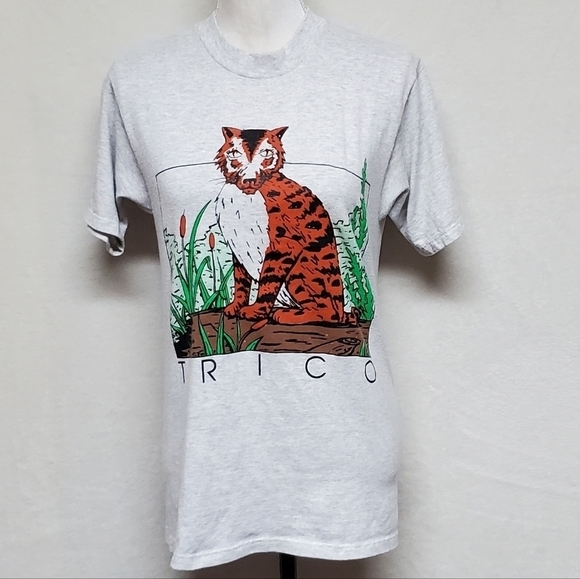 RARE Vintage Y2K The Last Guardian Trico Printed Graphic Tee Heather Grey Jerzee - Picture 2 of 11